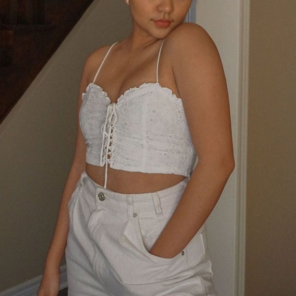 Forever21 Eyelet Cropped Top
